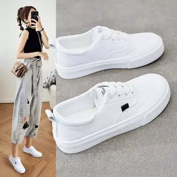 Белые туфли, модные новые женские туфли, летние тонкие женские туфли, новые дышащие парусиновые туфли, весенние и осенние простые однотонные кроссовки 35 белый