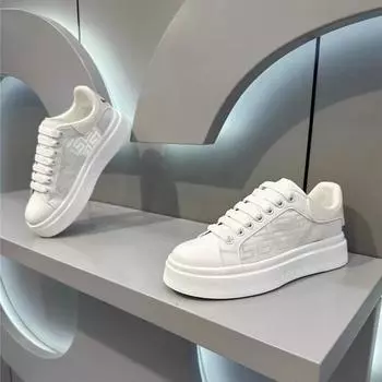 Белые туфли, мужская обувь, весенне-летняя новая дышащая универсальная сетчатая обувь на толстой подошве, интернет-праздник, популярный стиль, повседневная обувь для скейтбординга 39