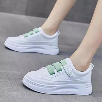 Белые туфли на липучке, женские кроссовки на платформе, модная женская обувь, повседневная женская обувь на толстой подошве, вулканизированная обувь 36 зелёный