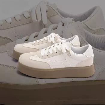 Белые туфли на платформе 2024 года. Новая универсальная, легкая и удобная повседневная обувь 39 бежевый