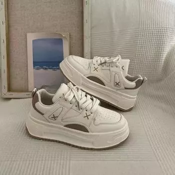 Белые туфли на платформе Guochao, детская осенняя новинка Ins Tide, универсальная повседневная обувь для студентов 35 хаки