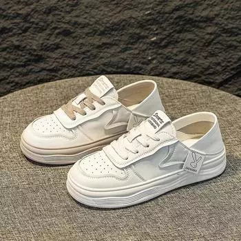 Белые туфли на плоской подошве, женские весенне-летние удобные дышащие легкие кроссовки из натуральной кожи с мягкой подошвой