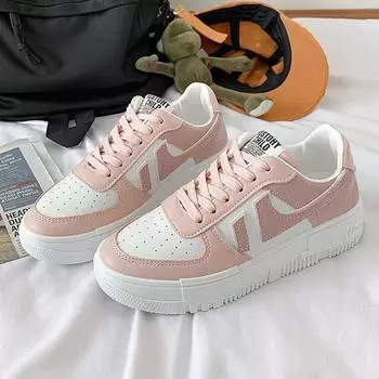 Белые туфли на толстой подошве для студенток, весна-осень, корейская версия, универсальные повседневные спортивные туфли на плоской подошве 36 синий