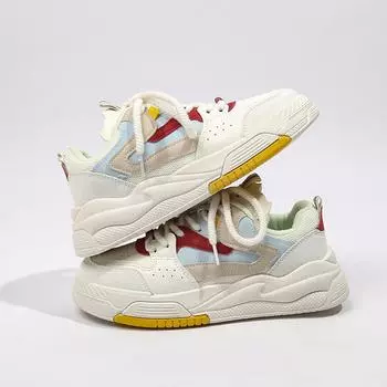 Белые туфли на толстой подошве для женщин 2024 года, новые удобные дышащие кроссовки для сноуборда, повседневные спортивные туфли для пап, кроссовки для бега на открытом воздухе 35 бежевый