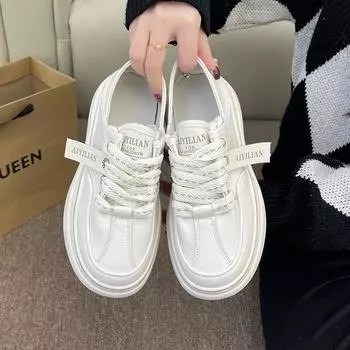 Белые туфли на толстой подошве, новые весенние женские повседневные универсальные уродливые милые удобные макетные туфли для двух видов одежды 35