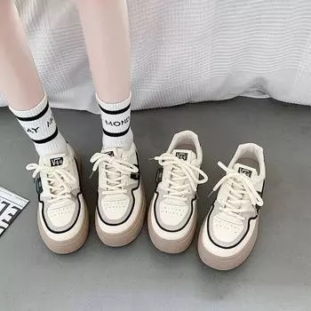 Белые туфли на толстой подошве, повседневная обувь для женщин-студенток 35 синий