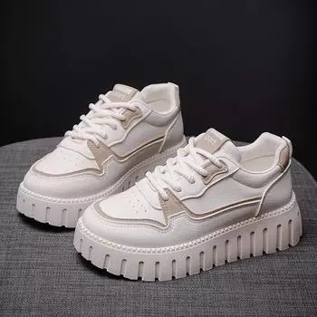 Белые туфли на толстой подошве. Студенческая женская обувь. Повседневная обувь для сноубординга. Универсальные модные туфли. 35 хаки