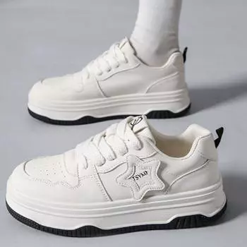 Белые туфли на толстой подошве, универсальная нишевая обувь, спортивные и повседневные кроссовки 35