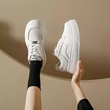 Белые туфли на толстой подошве, женские, весенние, новые, модные, повседневные, студенческие, универсальные, спортивные, подходящие по цвету, кроссовки 35 красный