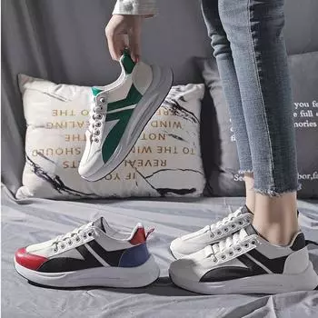 Белые туфли, осенняя новая женская повседневная обувь, модная корейская стильная студенческая дышащая спортивная женская обувь на шнуровке 36