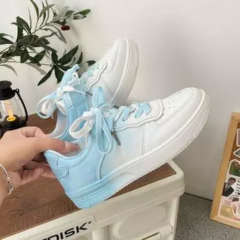 Белые туфли с градиентом цвета для женщин, весенне-летние новые резиновые женские туфли с мягкой подошвой, студенческие повседневные кроссовки, женские оптовая продажа 35