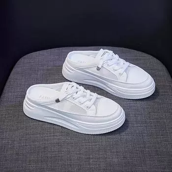 Белые туфли с полуподдержкой, женские кроссовки Tide, лето 2021, новые студенческие кроссовки без сетчатого каблука, повседневные кроссовки 35 чёрный