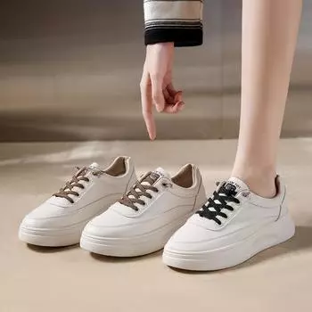Белые туфли Весна Новые универсальные туфли Повседневные спортивные туфли, Туфли с кожаными вставками, Женская обувь 35 чёрный