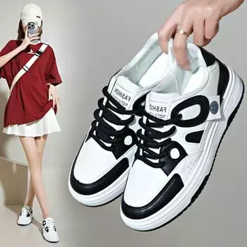 Белые туфли, весенние и осенние туфли, новые туфли-панды, повседневная обувь с цветными блоками, универсальная обувь, женская обувь 35