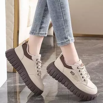 Белые туфли весна/лето новые женские повседневные универсальные туфли на толстой подошве с высоким каблуком женские туфли для студентов 35