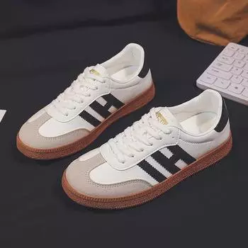 Белые туфли, женская обувь, универсальная модная обувь Ins, новые осенние туфли на плоской подошве, повседневные туфли для скейтбординга, кроссовки 35 белый