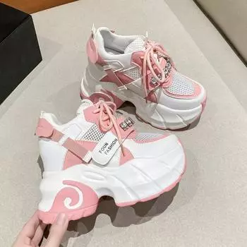 белые туфли женские 2024 тренд женские кроссовки туфли на платформе пэчворк повседневные женские уличные вулканизированные туфли Zapatillas Mujer 34 чёрный