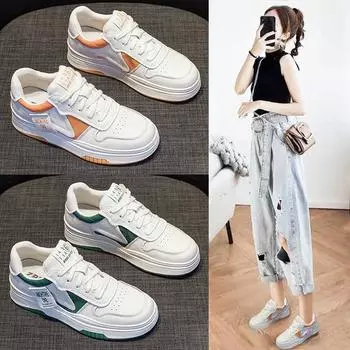 Белые туфли женские летние дышащие новые универсальные туфли из натуральной кожи спортивные повседневные сетчатые туфли для сноуборда модные 34 белый