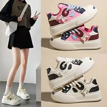 Белые туфли женские летние новые студенческие туфли модные универсальные туфли на толстой подошве удобные спортивные повседневные туфли 35