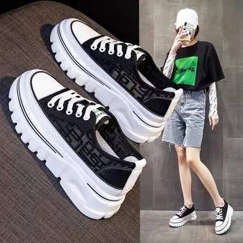 Белые туфли женские летние тонкие платформы стелька увеличивающая рост женские туфли с сетчатой поверхностью женские дышащие сетчатые мягкие повседневные туфли 34 чёрный