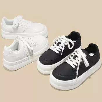 Белые туфли женские на платформе женские кроссовки повседневные балетки корейская мода спортивные теннисные винтажные кавайные вулканизированные весна-лето 2024 35 чёрный