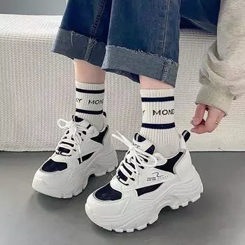 Белые туфли женские на толстой подошве спортивные дышащие женские туфли 35 белый