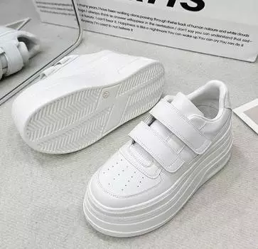 Белые туфли женские натуральная кожа 2025 весна новые платформа повседневные увеличенные универсальные модные легкие кеды 34 белый