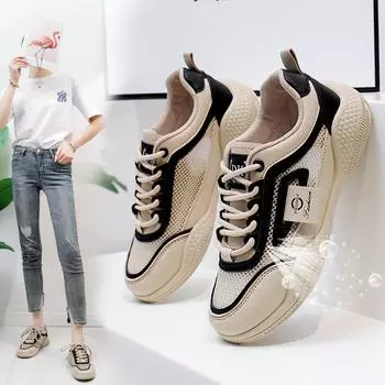 Белые туфли женские новые летние студенческие универсальные повседневные модные туфли на толстой подошве модные кроссовки 35 белый