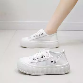 Белые туфли женские новые летние студенческие универсальные повседневные модные туфли на толстой подошве модные кроссовки 35 белый