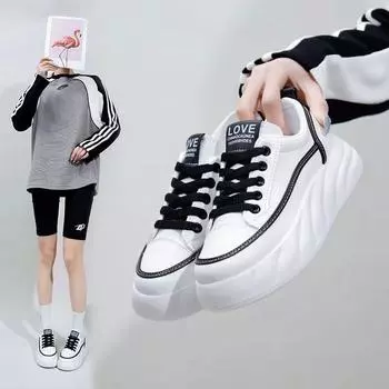 Белые туфли женские, новые, осенние, универсальные, белые, женские туфли, высокие, дышащие, повседневные туфли с толстой подошвой, обувь для скейтбординга 35