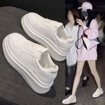Белые туфли женские новые толстые универсальные дышащие туфли весна и осень женские легкие туфли для тренировок женская обувь 55 белый