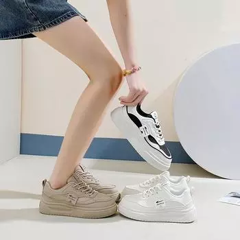 Белые туфли женские осенние новинки для женщин-студенток с толстой подошвой универсальные повседневные спортивные туфли для сноуборда для женщин 35