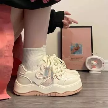 Белые туфли женские осенние новые классические туфли универсальные повседневные туфли на платформе для скейтбординга для студентов 35 розовый