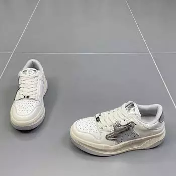 Белые туфли женские осенние новые круглые туфли с толстой подошвой, подходящие по цвету XINGX Sports Casual и удобные туфли для хлеба 35