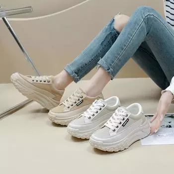 Белые туфли женские осенние новые студенческие туфли модные универсальные туфли с толстой подошвой спортивная повседневная обувь 35