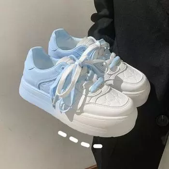 Белые туфли, женские осенние новые универсальные туфли на толстой подошве, модные повседневные дышащие кроссовки с градиентом цвета, увеличивающие рост 35