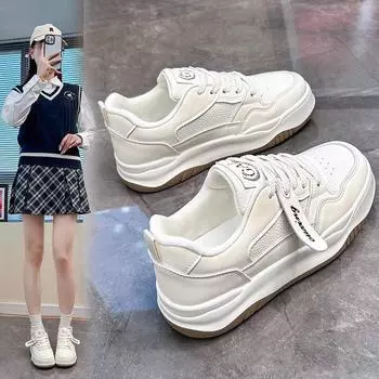 Белые туфли женские туфли новые осенние Ins Niche повседневные кроссовки на платформе Elevator Wild Board Shoes для женщин 35