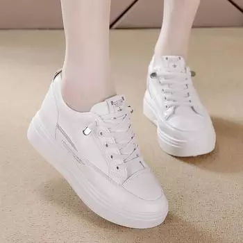 Белые туфли, женские туфли, увеличивающие рост, толстая подошва, корейская версия, универсальные студенческие повседневные туфли, женские одиночные туфли 35