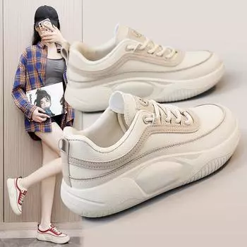 Белые туфли, женские весенне-осенние новые женские туфли для досок, повседневные кроссовки на толстой подошве, кроссовки для бега 36