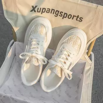 Белые туфли женские весенние повседневные спортивные туфли на толстой подошве 35 бежевый