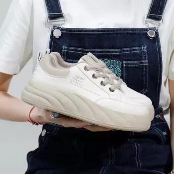 Белые туфли женские весенние универсальные повседневные модные туфли на толстой подошве модные кроссовки 35