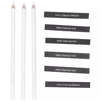Белые угольные карандаши для рисования углеродом для студентов-художников, аксессуары для рисования эскизов