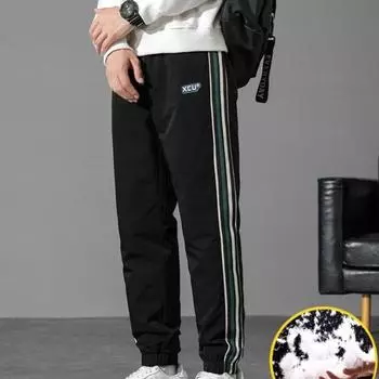 Белые утиные пуховые зимние штаны с подкладкой, теплые утолщенные спортивные штаны, мужские модные джоггеры, водонепроницаемые повседневные брюки, мужские фирменные брюки из флиса L