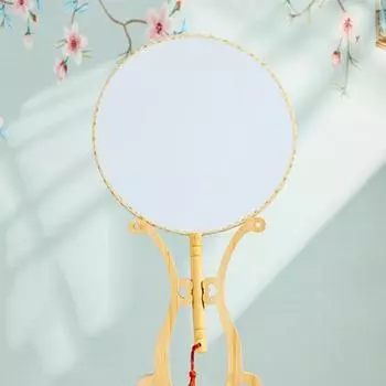 Белые веера в китайском стиле Круглый веер с окантовкой ручной работы DIY Винтаж Бамбуковый ручной веер Ручной веер жёлтый/белый