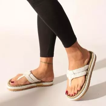 Белые веревочные женские сандалии