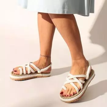 Белые веревочные женские сандалии