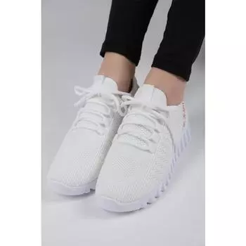 Белые вязаные повседневные гибкие кроссовки - Space 36 белый
