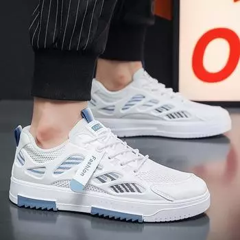Белые вулканизированные кроссовки, мужские дышащие повседневные кроссовки с сеткой, прогулочная спортивная обувь для мужчин, модная обувь для бега на плоской подошве, мужские кроссовки 39