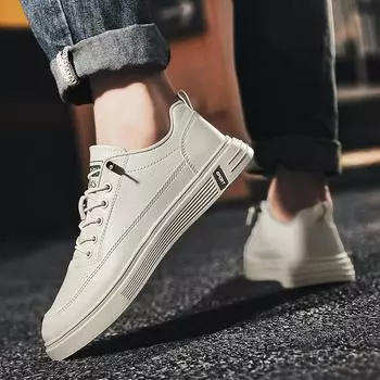Белые вулканизированные спортивные мужские туфли, однотонные нескользящие износостойкие мужские туфли, деловая обувь, мужские туфли для вождения 44 бежевый
