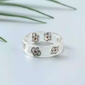 Белые заклепки с призраком, подвески из смолы, маленькие детские кольца для женщин и мужчин, ювелирные изделия на Хэллоуин, подарок